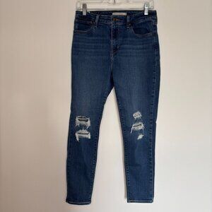 LEVI'S 721 High Rise Skinny Ankle Womens 29 Stretch Distressing Denim